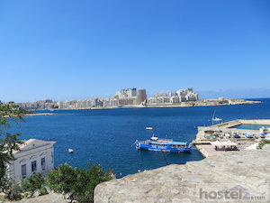  View of Sliema from Valetta with water taxi in photo  