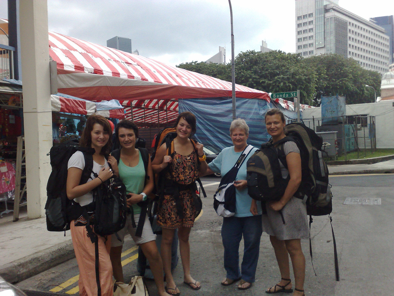 A family group outside the Hostel