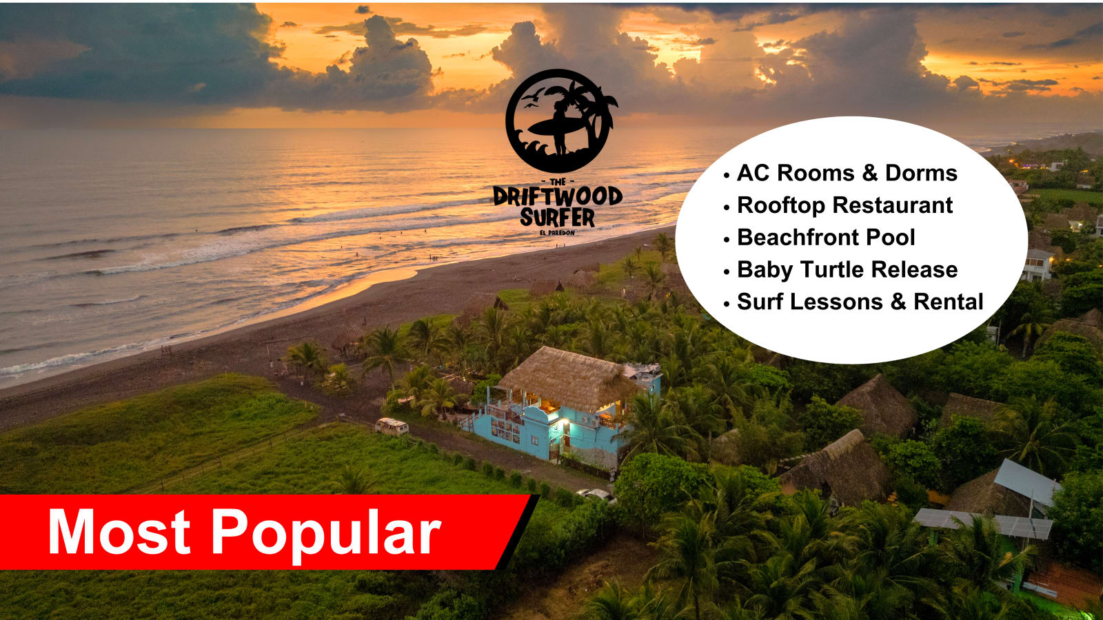 Driftwood Surfer beach hostel El Paredon Guatemala, El Paredon